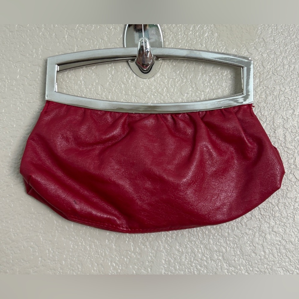 Giannini Red Women's Handheld Clutch Bag with Silver Frame